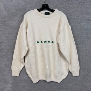 Emerald Isle‎ Men's Acrylic Sweater Shamrock Cream Ivory Medium Ireland